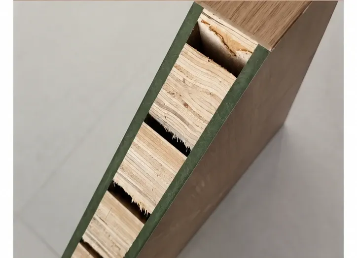 Cross-section showing timber blocks with gaps between them