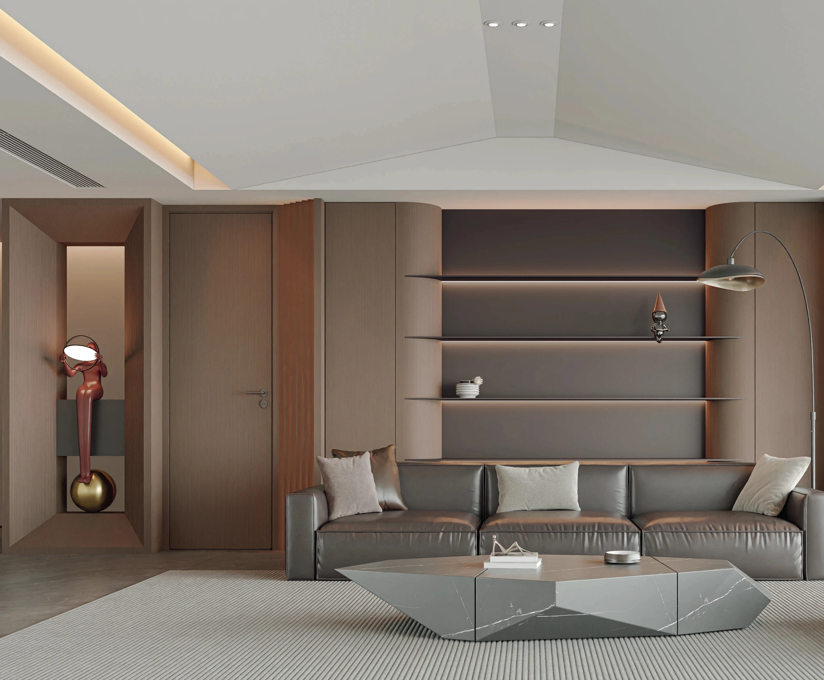 Residential interior with coordinated doors and surrounding finishes