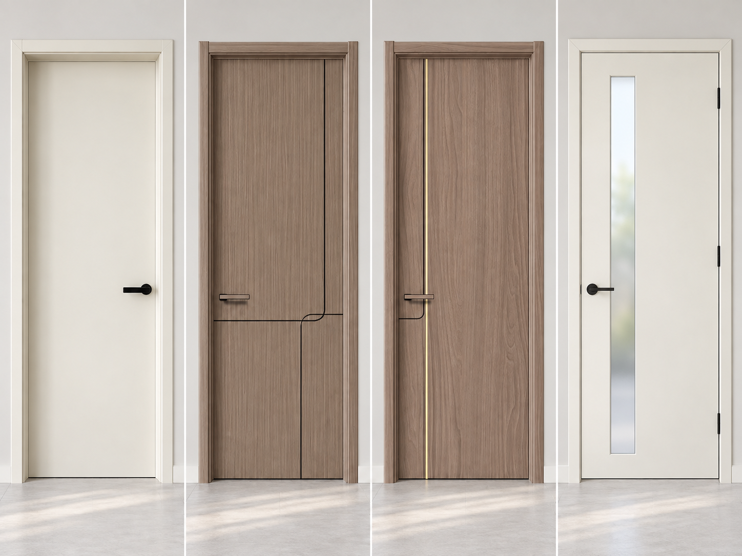 Interior wood door face designs