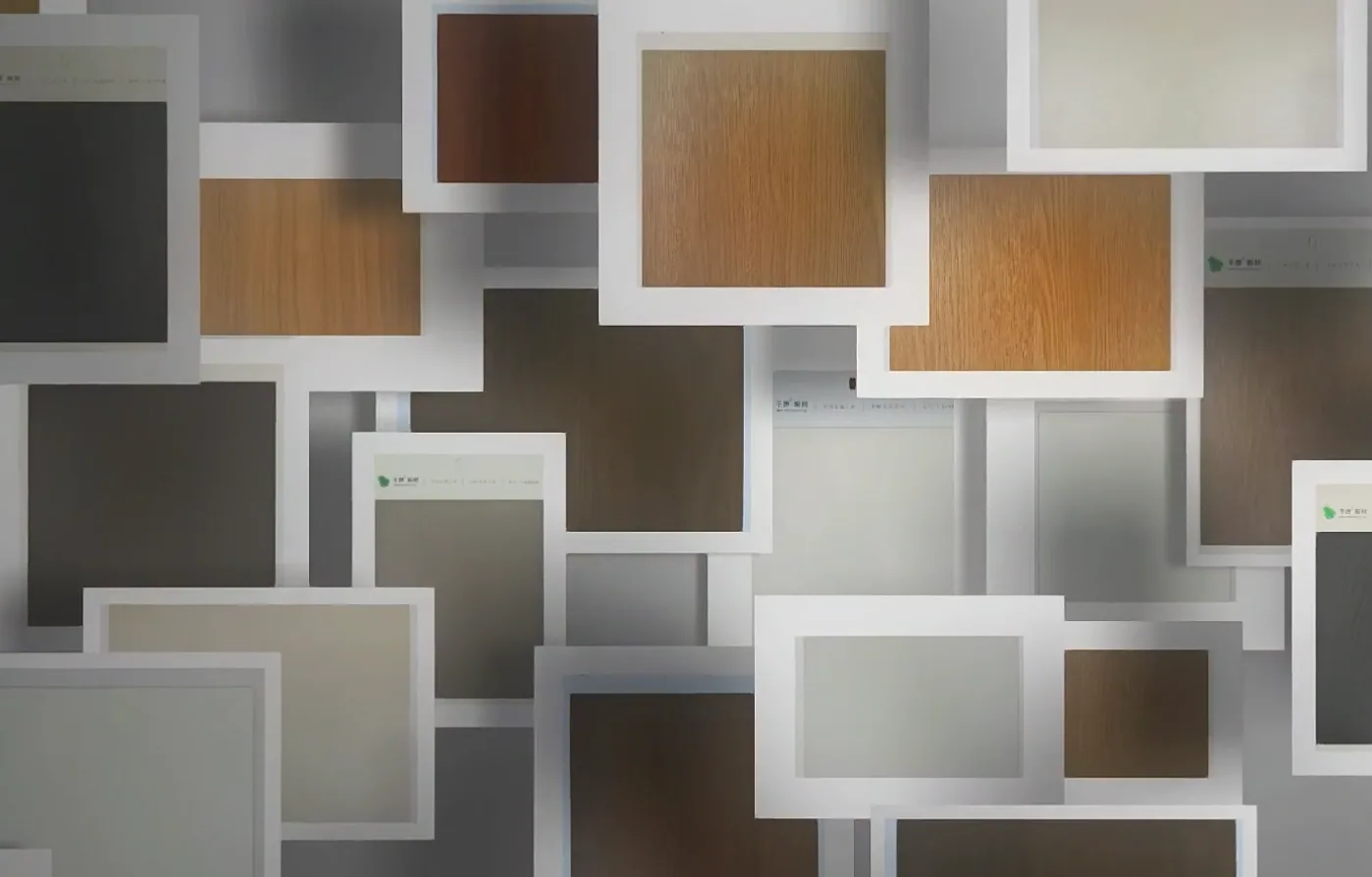 A selection of wood-grain and solid-color finish samples