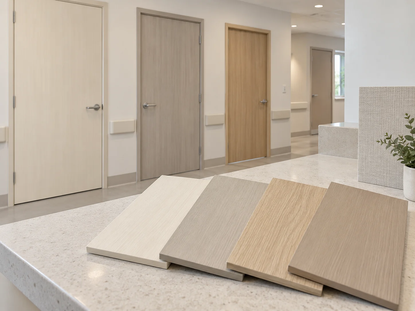 Neutral physical finish boards for interior material selection