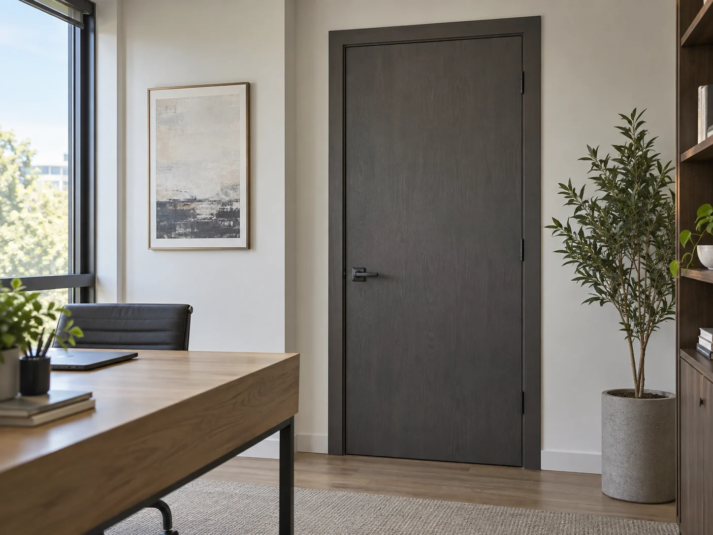 Solid door at a private office entrance