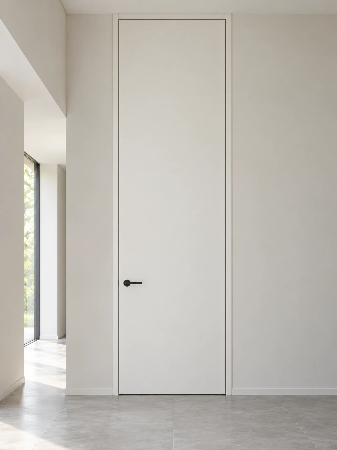 Added-height interior wood door in a room